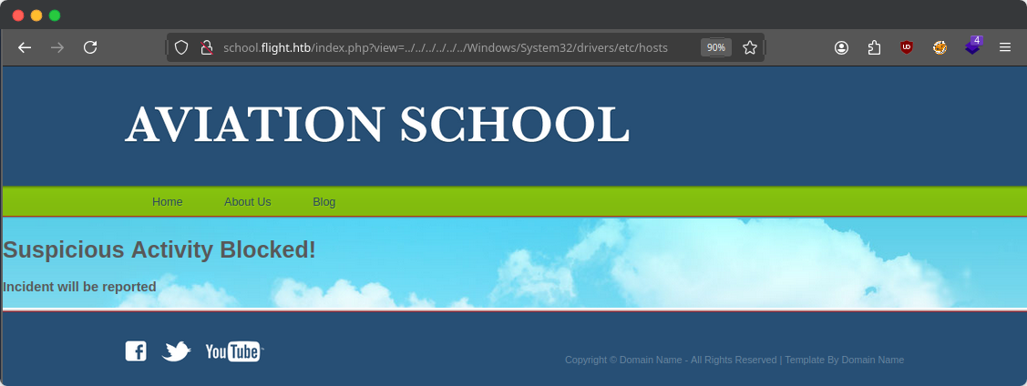 &lsquo;A webpage saying &ldquo;Suspcious Activity Blocked. Incident will be reported.&rdquo;&rsquo;